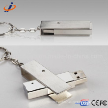 Rectangle girar metal USB Flash Drive com chaveiro